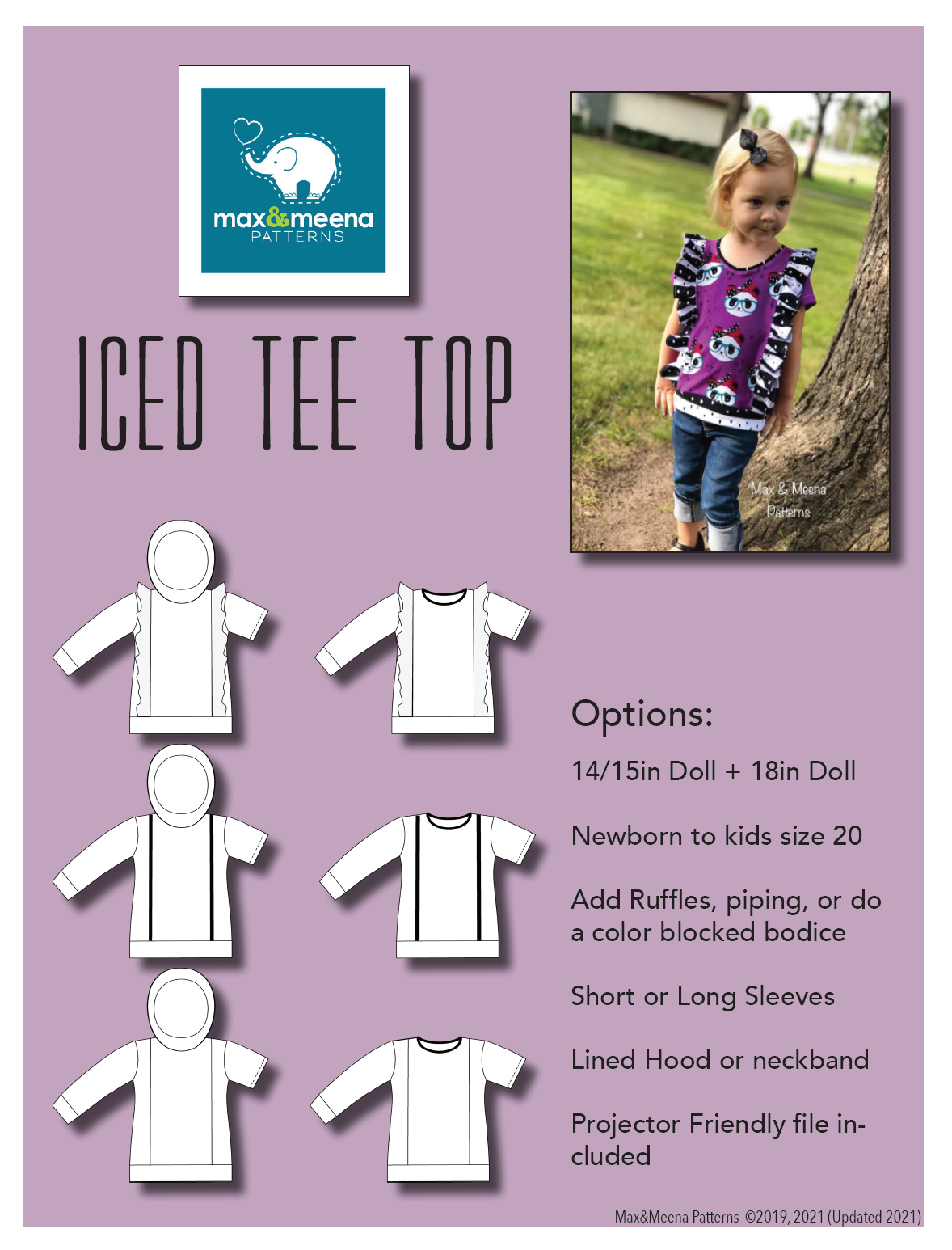 Iced Tee Top SEWING PDF PATTERN ***Projector Friendly File Included***
